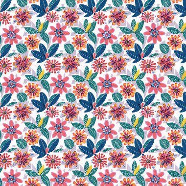 Desen sanat tasarımı. Yapraklı çiçek desenli çiçek buketleri çiçek kompozisyonları. Çiçek deseni