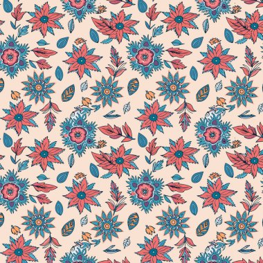 Desen sanat tasarımı. Yapraklı çiçek desenli çiçek buketleri çiçek kompozisyonları. Çiçek deseni