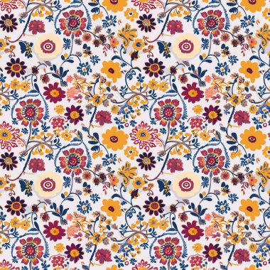 Desen sanat tasarımı. Yapraklı çiçek desenli çiçek buketleri çiçek kompozisyonları. Çiçek deseni