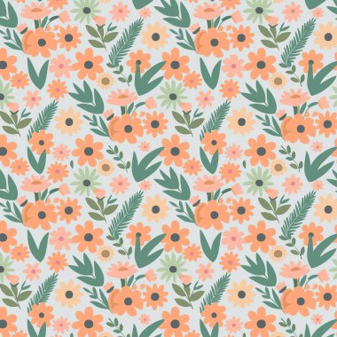 Desen sanat tasarımı. Yapraklı çiçek desenli çiçek buketleri çiçek kompozisyonları. Çiçek deseni