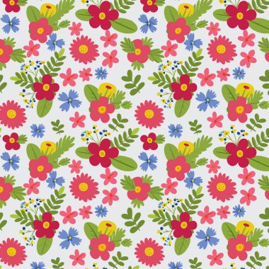 Desen sanat tasarımı. Yapraklı çiçek desenli çiçek buketleri çiçek kompozisyonları. Çiçek deseni