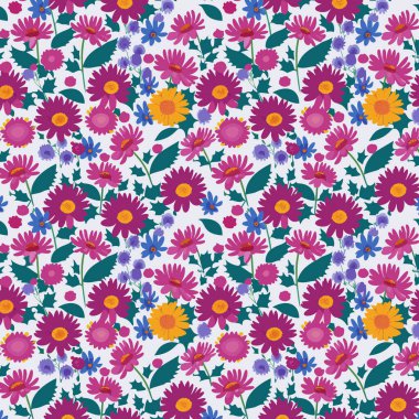 Desen sanat tasarımı. Yapraklı çiçek desenli çiçek buketleri çiçek kompozisyonları. Çiçek deseni