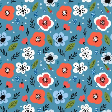 Desen sanat tasarımı. Yapraklı çiçek desenli çiçek buketleri çiçek kompozisyonları. Çiçek deseni