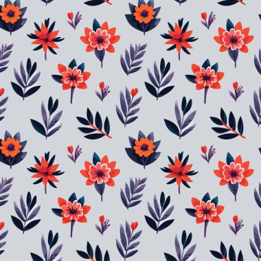 Desen sanat tasarımı. Yapraklı çiçek desenli çiçek buketleri çiçek kompozisyonları. Çiçek deseni