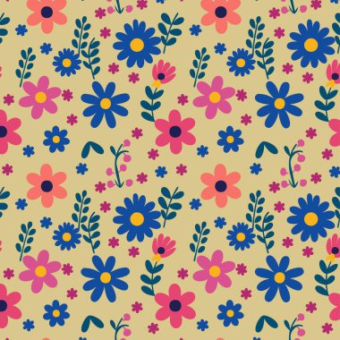 Desen sanat tasarımı. Yapraklı çiçek desenli çiçek buketleri çiçek kompozisyonları. Çiçek deseni