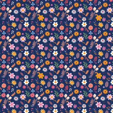 Kumaş, tişört ve yastık kılıfı için çiçek desenli tasarım. Yapraklı çiçek deseni. Çiçek buketleri çiçek kompozisyonları. Çiçek deseni