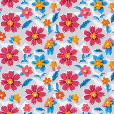 Kumaş, tişört ve yastık kılıfı için çiçek desenli tasarım. Yapraklı çiçek deseni. Çiçek buketleri çiçek kompozisyonları. Çiçek deseni