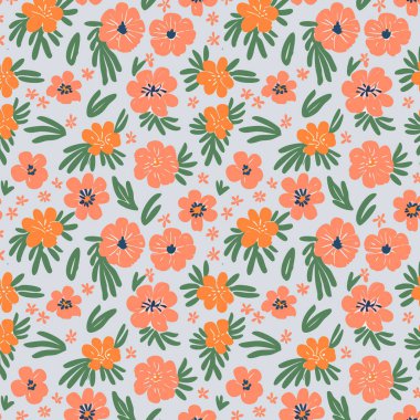 Kumaş, tişört ve yastık kılıfı için çiçek desenli tasarım. Yapraklı çiçek deseni. Çiçek buketleri çiçek kompozisyonları. Çiçek deseni