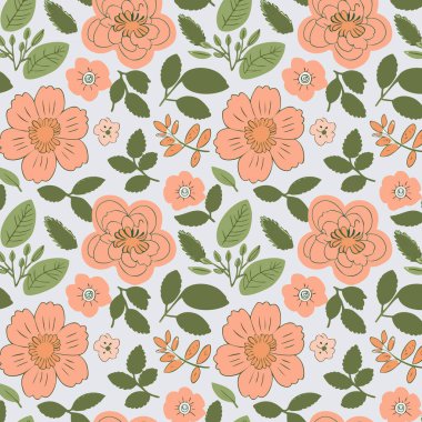 Kumaş, tişört ve yastık kılıfı için çiçek desenli tasarım. Yapraklı çiçek deseni. Çiçek buketleri çiçek kompozisyonları. Çiçek deseni