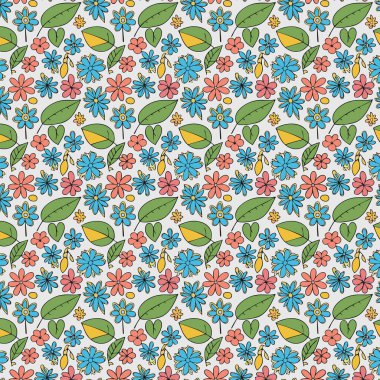 Kumaş, tişört ve yastık kılıfı için çiçek desenli tasarım. Yapraklı çiçek deseni. Çiçek buketleri çiçek kompozisyonları. Çiçek deseni