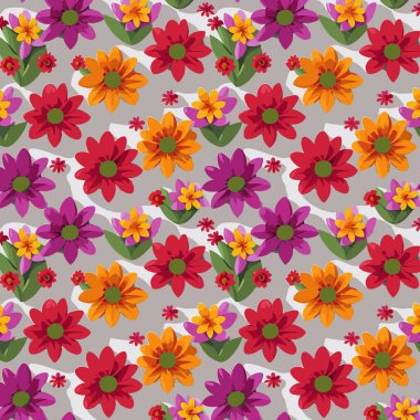 Yapraklı çiçek deseni. Çiçek buketleri çiçek kompozisyonları. Çiçek deseni