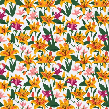 Yapraklı çiçek deseni. Çiçek buketleri çiçek kompozisyonları. Çiçek deseni