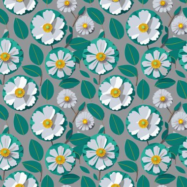 Yapraklı çiçek deseni. Çiçek buketleri çiçek kompozisyonları. Çiçek deseni