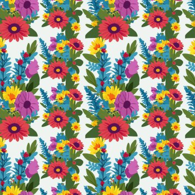 Yapraklı çiçek deseni. Çiçek buketleri çiçek kompozisyonları. Çiçek deseni