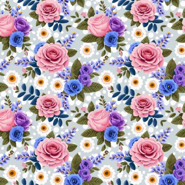 Yapraklı çiçek deseni. Çiçek buketleri çiçek kompozisyonları. Çiçek deseni