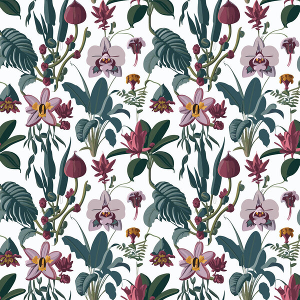 Flower pattern with leaves floral bouquets flower compositions floral pattern
