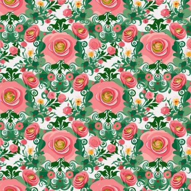 Desen sanat tasarımı. Yapraklı çiçek deseni. Çiçek buketleri. Çiçek kompozisyonları. Çiçek deseni