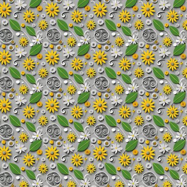 Yapraklı çiçek deseni. Çiçek buketleri çiçek kompozisyonları. Çiçek deseni