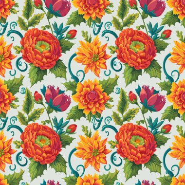 Desen sanat tasarımı. Yapraklı çiçek deseni. Çiçek buketleri. Çiçek kompozisyonları. Çiçek deseni