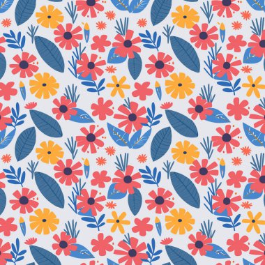 Desen sanat tasarımı. Yapraklı çiçek deseni. Çiçek buketleri. Çiçek kompozisyonları. Çiçek deseni