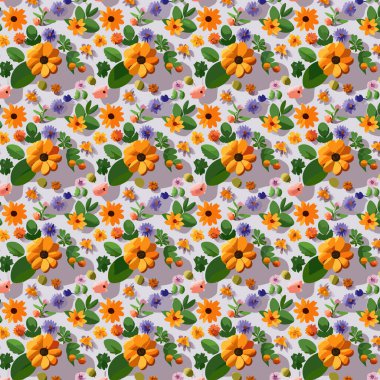 Yapraklı çiçek deseni. Çiçek buketleri çiçek kompozisyonları. Çiçek deseni