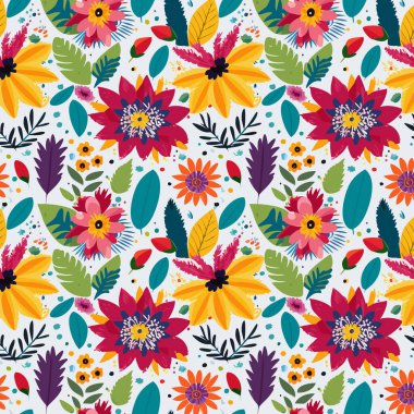 Desen sanat tasarımı. Yapraklı çiçek deseni. Çiçek buketleri. Çiçek kompozisyonları. Çiçek deseni