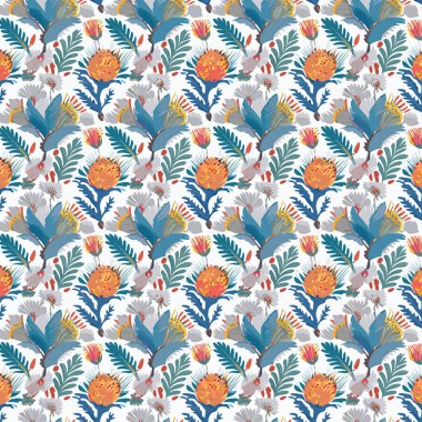 Desen sanat tasarımı. Yapraklı çiçek deseni. Çiçek buketleri. Çiçek kompozisyonları. Çiçek deseni