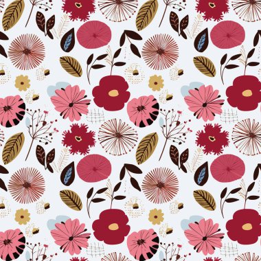 Desen sanat tasarımı. Yapraklı çiçek deseni. Çiçek buketleri. Çiçek kompozisyonları. Çiçek deseni