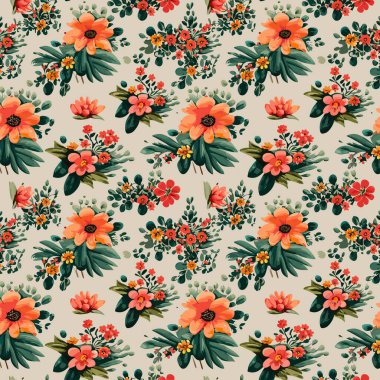 Desen sanat tasarımı. Yapraklı çiçek deseni. Çiçek buketleri. Çiçek kompozisyonları. Çiçek deseni