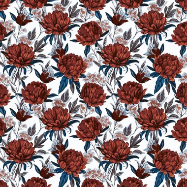 Yapraklı çiçek deseni. Çiçek buketleri çiçek kompozisyonları. Çiçek deseni
