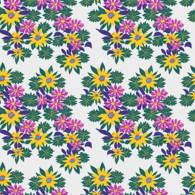 Yapraklı çiçek deseni. Çiçek buketleri çiçek kompozisyonları. Çiçek deseni