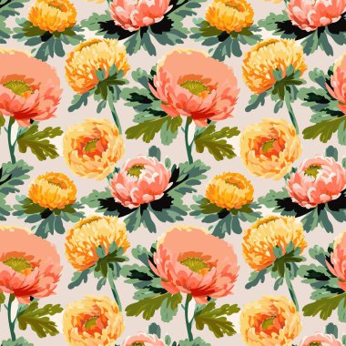 Yapraklı çiçek deseni. Çiçek buketleri çiçek kompozisyonları. Çiçek deseni