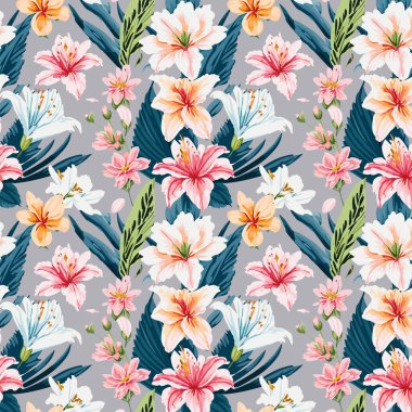 Yapraklı çiçek deseni. Çiçek buketleri çiçek kompozisyonları. Çiçek deseni