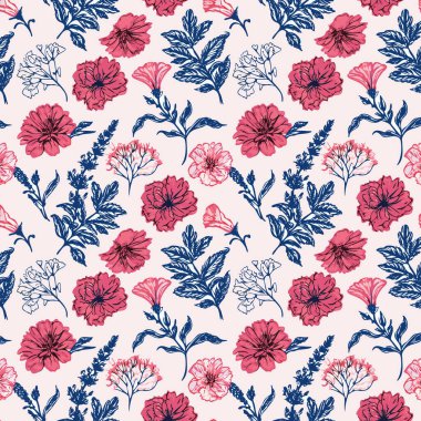 Yapraklı çiçek deseni. Çiçek buketleri çiçek kompozisyonları. Çiçek deseni