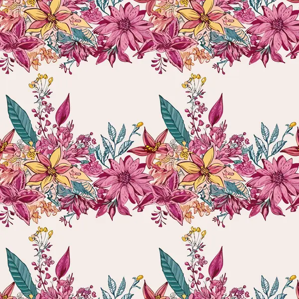 Yapraklı çiçek deseni. Çiçek buketleri çiçek kompozisyonları. Çiçek deseni