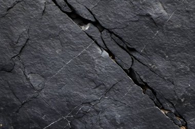 Koyu gri, siyah taş arka plan. Kaya dokusu. Siyah sayfa arkaplanı