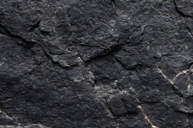 Koyu gri, siyah taş arka plan. Kaya dokusu. Siyah sayfa arkaplanı