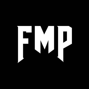 Teknoloji şirketi için FMP harf logosu tasarımı. FMP logo tasarımı siyah beyaz renk kombinasyonu. FMP logosu, FMP vektörü, FMP tasarımı, FMP simgesi, FMP alfabesi. DMP tipografi logosu tasarımı.