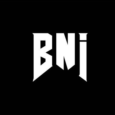 Teknoloji şirketi için BNI harf logosu tasarımı. BNI logo tasarımı siyah ve beyaz renk kombinasyonu. BNI logosu, BNI vektörü, BNI tasarımı, BNI simgesi, BNI alfabesi. BNI tipografi logosu tasarımı.