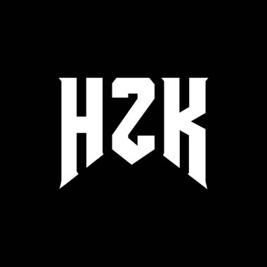 Teknoloji şirketi için HZK mektup logosu tasarımı. HZK logo tasarımı siyah ve beyaz renk kombinasyonu. HZK logosu, HZK vektörü, HZK tasarımı, HZK simgesi, HZK alfabesi. HZK tipografi logosu tasarımı.