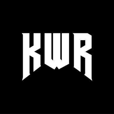 Teknoloji şirketi için KWR harf logosu tasarımı. KWR logo tasarımı siyah ve beyaz renk kombinasyonu. KWR logosu, KWR vektörü, KWR tasarımı, KWR simgesi, KWR alfabesi. KWR tipografi logosu tasarımı.
