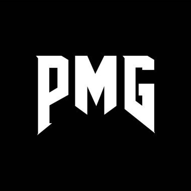 Teknoloji şirketi için PMG harf logosu tasarımı. PMG logo tasarımı siyah ve beyaz renk kombinasyonu. PMG logosu, PMG vektörü, PMG tasarımı, PMG simgesi, PMG alfabesi. PMG tipografi logo tasarımı.