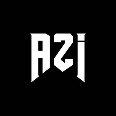 Teknoloji şirketi için AZI harf logosu tasarımı. AZI logosu siyah-beyaz renk kombinasyonu tasarladı. AZI logosu, AZI vektörü, AZI tasarımı, AZI simgesi, AZI alfabesi. AZI tipografi logosu tasarımı.