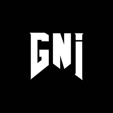 Teknoloji şirketi için GNI harf logosu tasarımı. GNI logo tasarımı siyah beyaz renk kombinasyonu. GNI logosu, GNI vektörü, GNI tasarımı, GNI simgesi, GNI alfabesi. GNI tipografi logosu tasarımı.
