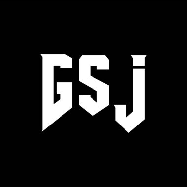 Teknoloji şirketi için GSJ harf logosu tasarımı. GSJ logo tasarımı siyah ve beyaz renk kombinasyonu. GSJ logosu, GSJ vektörü, GSJ tasarımı, GSJ simgesi, GSJ alfabesi. GSJ tipografi logo tasarımı.