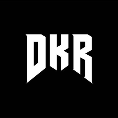 Teknoloji şirketi için DKR mektup logosu tasarımı. DKR logo tasarımı siyah ve beyaz renk kombinasyonu. DKR logosu, DKR vektörü, DKR tasarımı, DKR simgesi, DKR alfabesi. DKR tipografi logosu tasarımı.