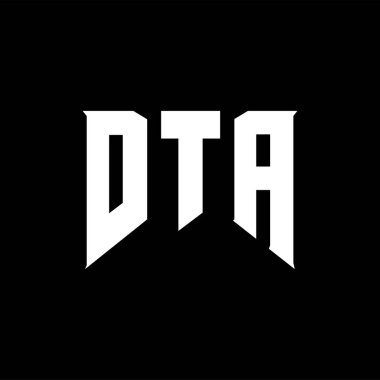 Teknoloji şirketi için DTA mektup logosu tasarımı. DTA logo tasarımı siyah ve beyaz renk kombinasyonu. DTA logosu, DTA vektörü, DTA tasarımı, DTA simgesi, DTA alfabesi. DTA tipografi logosu tasarımı.