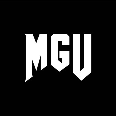 Teknoloji şirketi için MGU mektup logosu tasarımı. MGU logo tasarımı siyah ve beyaz renk kombinasyonu. MGU logosu, MGU vektörü, MGU dizaynı, MGU simgesi, MGU alfabesi. MGU tipografi logosu tasarımı.