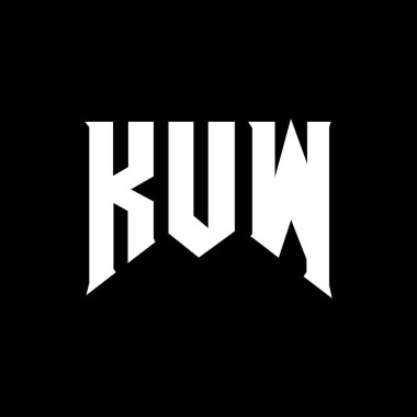 Teknoloji şirketi için KUW harf logosu tasarımı. KUW logo tasarımı siyah ve beyaz renk kombinasyonu. KUW logosu, KUW vektörü, KUW tasarımı, KUW simgesi, KUW alfabesi. KUW tipografi logosu tasarımı.