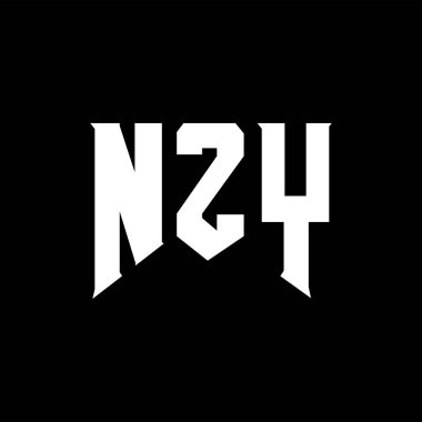 Teknoloji şirketi için NZY mektup logosu tasarımı. NZY logo tasarımı siyah ve beyaz renk kombinasyonu. NZY logosu, NZY vektörü, NZY tasarımı, NZY simgesi, NZY alfabesi. NZY tipografi logosu tasarımı.